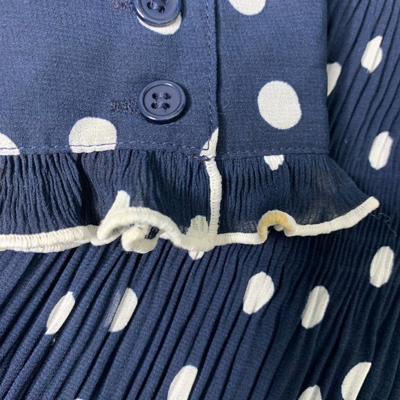 Daniel Rainn Womens Dress Size Large Blue Polka Dots Long Sleeves Mini Lined - Picture 5 of 14